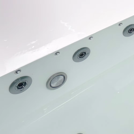 Luxury 2-Person Jacuzzi Bathtub – Indoor Whirlpool Spa Tub with Air Jets, Massage System & Dual Headrest Pillows