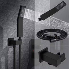Cargar imagen en el visor de la galería, 12 Inches Matte Black Ceiling Shower Set System Bathroom Luxury Rain Mixer Shower Combo Set Ceiling Mounted Rainfall
