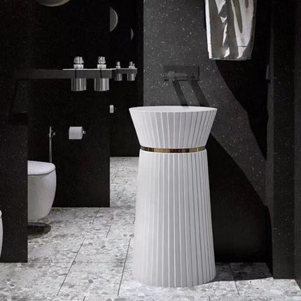 Unique Shaped Freestanding Solid Surface Bathroom Wash Basin – Modern Designer Hand Wash Sink