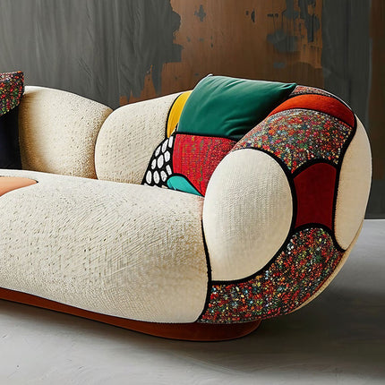 Italienisches minimalistisches Stoffsofa für das Wohnzimmer, kleines modernes, geradliniges Sofa mit Kopfstützenfunktion, zeitgenössisches Luxus-Stoffsofa