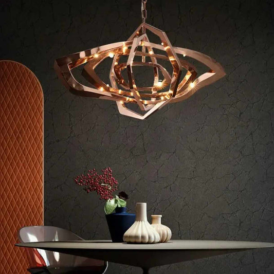 Rose Gold Stainless Steel Hotel Pendant Lighting Decoration Latest New Design Modern Luxury Indoor Metal Chandelier
