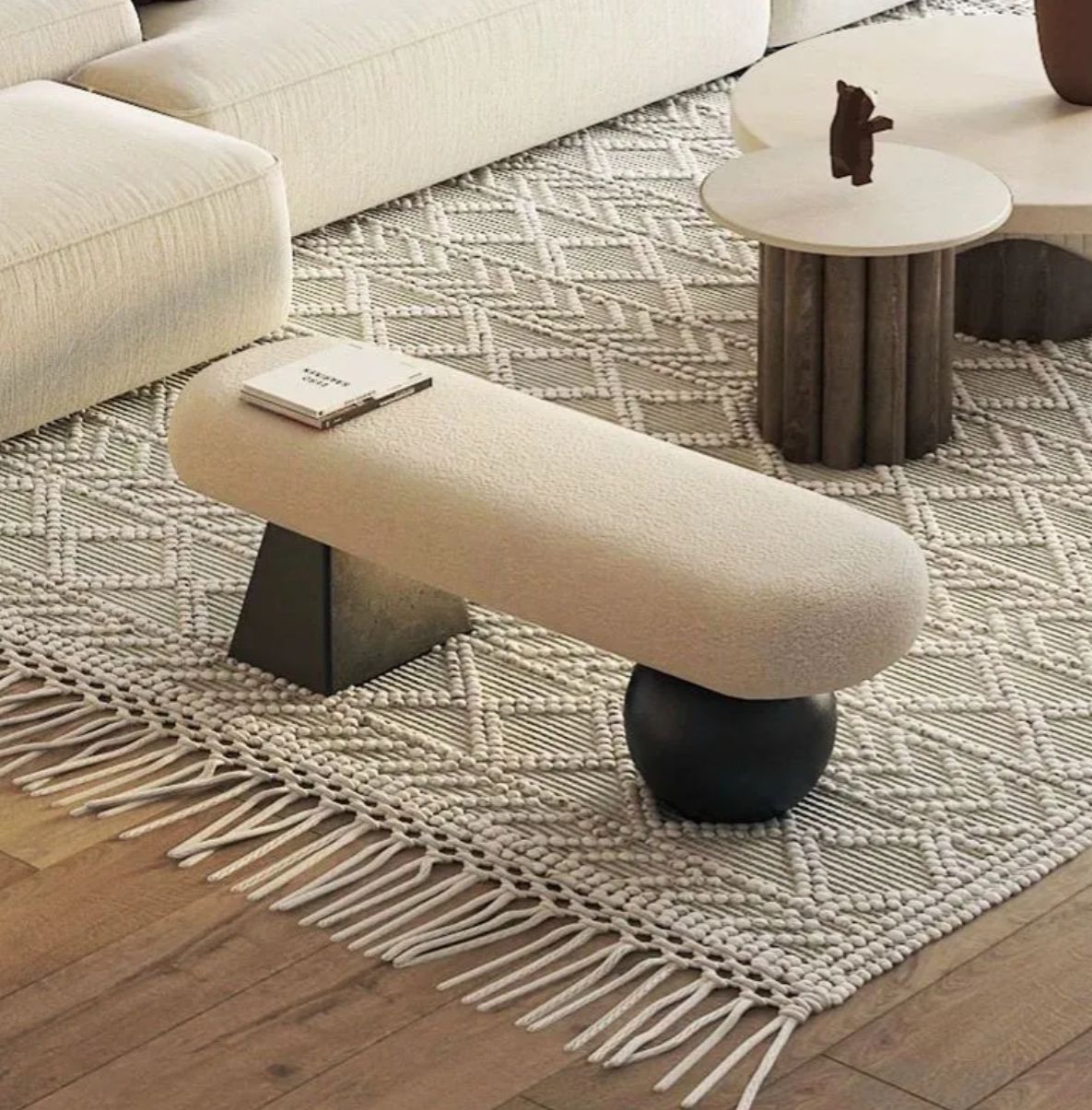 Nordic-Style Shoe Changing Bench – Upholstered Sofa Stool for Entryway, Bedroom, or Bed End Seating