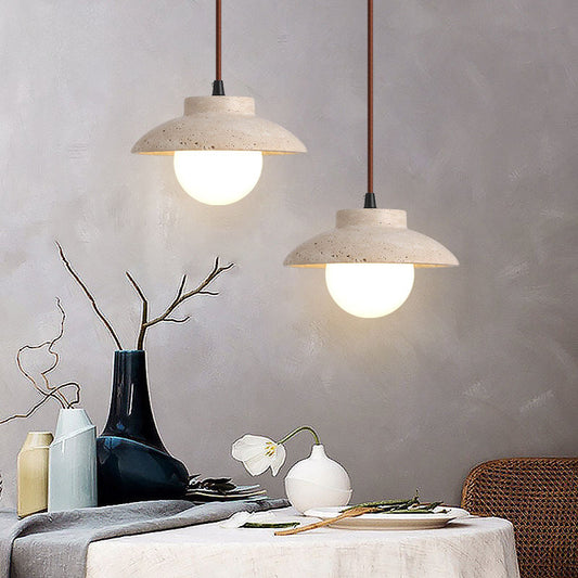Modern Natural Stone Decorative Hanging Lamp Travertine Pendant Light for Study Room and Dining Room
