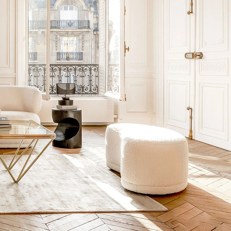 Luxury Crescent-Shaped Footrest Ottoman – Lightweight Shoe-Changing Stool with Hidden Storage for Living Room & Bedroom