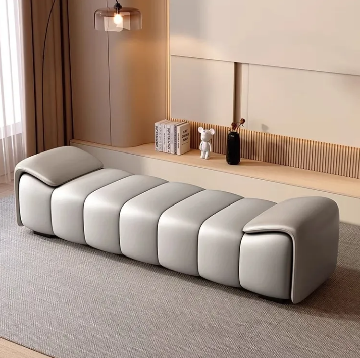 Contemporary Bed End Bench – Long Sofa Stool for Entrance, Dressing Room, or Lounge Seating