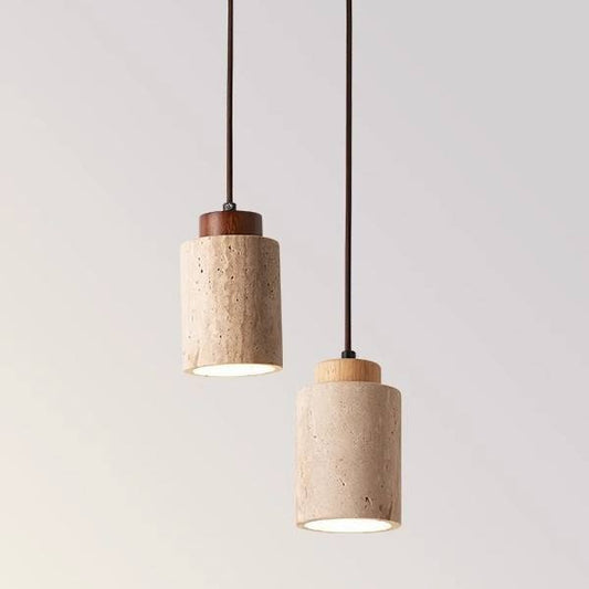 Wabi Sabi Stone LED Pendant Lamp – Travertine Hanging Light for Dining Table, Bedside, Hotel, Restaurant & Kitchen