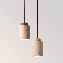 Lade das Bild in den Galerie-Viewer, Wabi Sabi Stone LED Pendant Lamp – Travertine Hanging Light for Dining Table, Bedside, Hotel, Restaurant &amp; Kitchen
