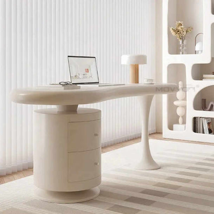 High-Grade Cream Style Solid Wood Desk Small Household French Light Luxury Modern Design with Special-shaped Features