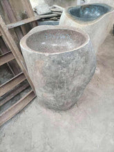 Load image into Gallery viewer, Artistic Stone Pedestal Sink with Wavy Pattern – Elegant Freestanding Bathroom Basin
