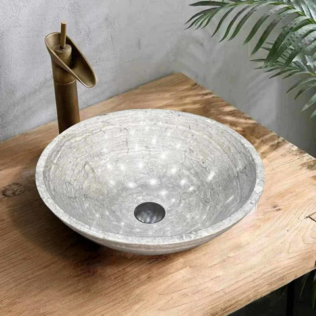 Modern European Marble Bathroom Sink – Glossy Finish Countertop Basin, Customized Design for Hotels & Mediterranean Style Interiors