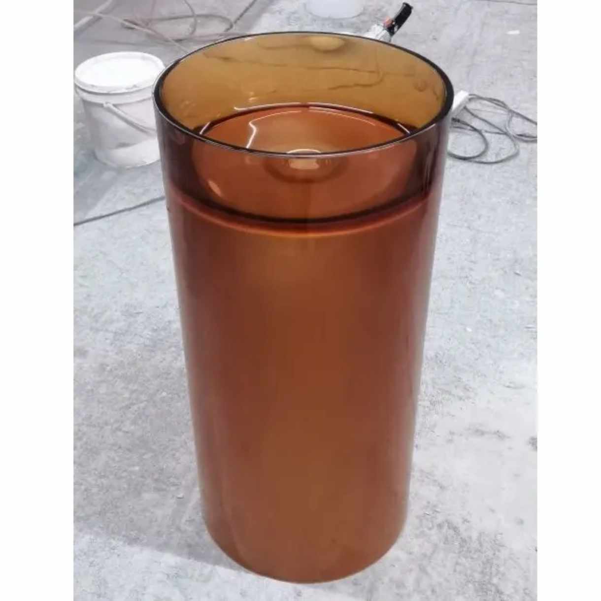 Modern Round Pedestal Sink Transparent Resin Customized Color Freestanding Wash Basin Direct Factory Supply for Hotels Bathrooms