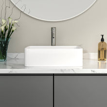 Cargar imagen en el visor de la galería, Modern Porcelain Rectangular Mount Washbasin Countertop White Bathroom Vanity Sink Luxury Vessel Wash Basin for Home Hotel Apartment Villa
