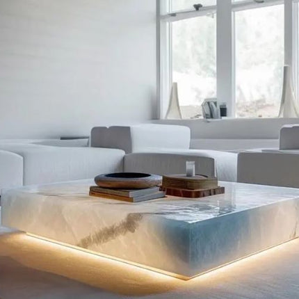 Luxury Indoor Glowing Marble Stone Onyx Coffee Table for Living Room Elegant Marble Furniture for Home Use