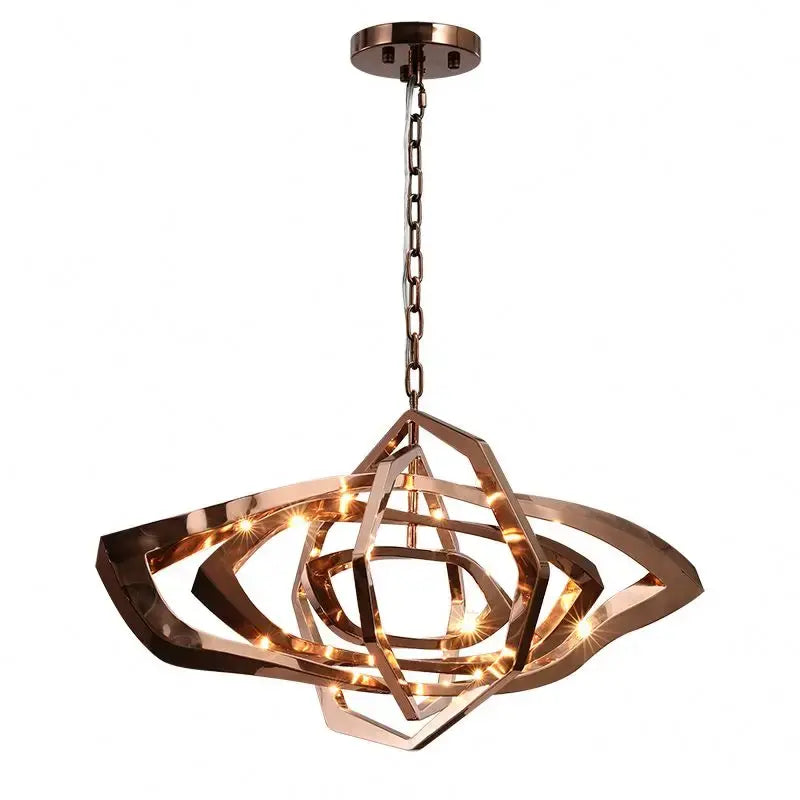 Rose Gold Stainless Steel Hotel Pendant Lighting Decoration Latest New Design Modern Luxury Indoor Metal Chandelier