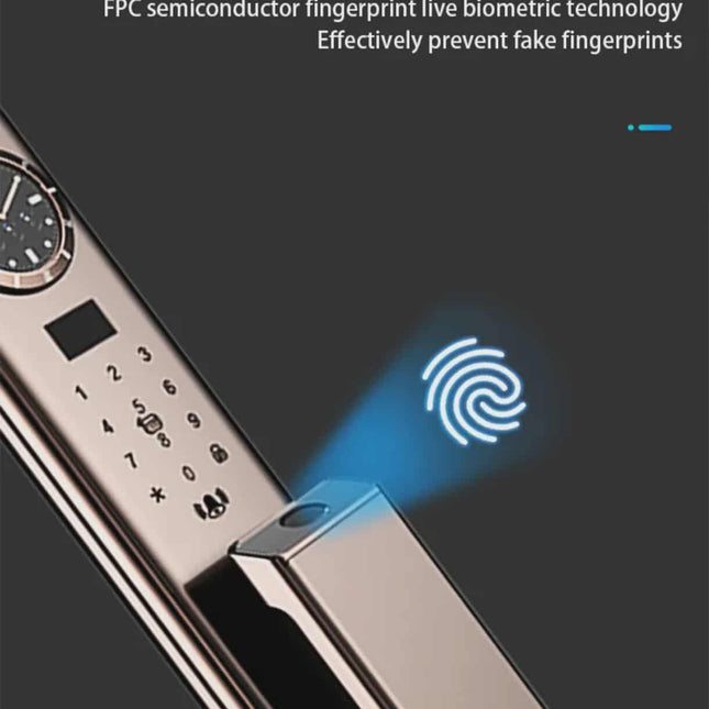 Interphone vidéo avec serrure connectée et horloge – Serrure connectée Wi-Fi avec reconnaissance d'empreinte digitale, de mot de passe et de visage 3D, compatible Tuya