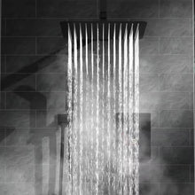 Cargar imagen en el visor de la galería, 12 Inches Matte Black Ceiling Shower Set System Bathroom Luxury Rain Mixer Shower Combo Set Ceiling Mounted Rainfall
