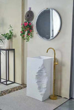 Load image into Gallery viewer, White Artificial Stone Freestanding Bathroom Wash Basin – Unique Modern Engineering
