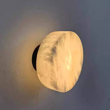 Cargar imagen en el visor de la galería, Spanish Natural Marble Round Wall Lamp Northern Europe Simple Modern Living Room Bedroom Bed Wall Lamp
