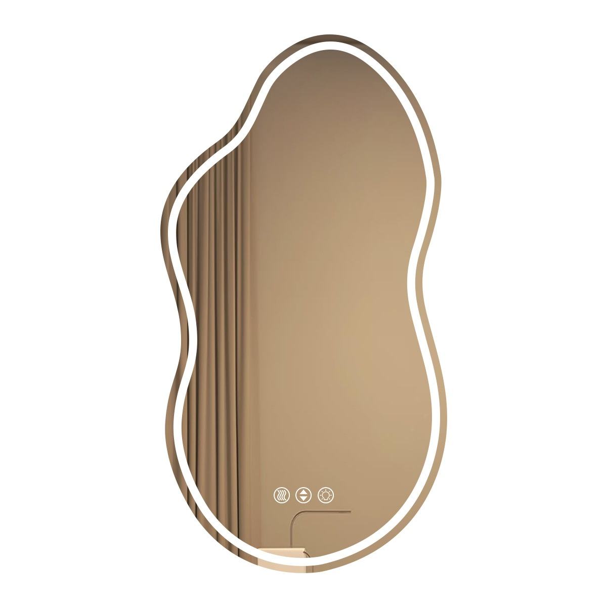 Nordic Modern LED Bathroom Mirror – 50X60CM Irregular Lake-Shaped Makeup Mirror with Illumination for Home & Cross-Border Trade