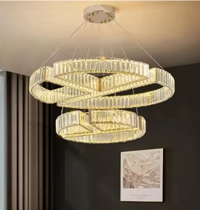 LED Luxurious Chandelier Round Gold Crystal Pendant
