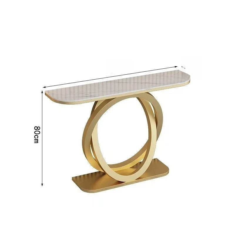 Italian Style Light Luxury Rock Slab Entrance Table – Modern Minimalist Semi-Circular Console Cabinet