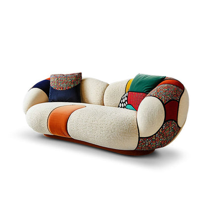 Italienisches minimalistisches Stoffsofa für das Wohnzimmer, kleines modernes, geradliniges Sofa mit Kopfstützenfunktion, zeitgenössisches Luxus-Stoffsofa
