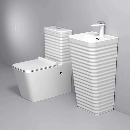 White Wave Pattern Pumping Integrated Siphon Flush Ceramic Sanitary Ware One Piece Toilet