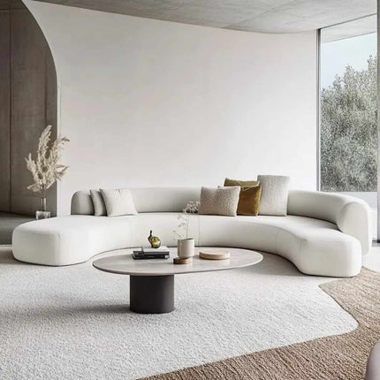 Ensemble de canapés minimalistes italiens en tissu – Canapé moderne en bois et tissu d'inspiration Wabi-Sabi pour salon et coin VIP