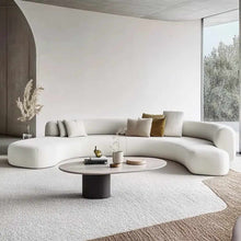 Load image into Gallery viewer, Italian Minimalist Fabric Sofa Set – Wabi-Sabi Inspired Modern Wood &amp; Cloth Sofa for Living Room and VIP Corner
