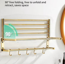 Load image into Gallery viewer, Gold Double-layer Towel Rack with Hooks accessories for Bathroom and Toilet Electroplated Stainless Steel 304 Gold Bathroom Accessories Set Highend
