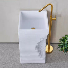 Load image into Gallery viewer, White Artificial Stone Freestanding Bathroom Wash Basin – Unique Modern Engineering
