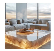 Cargar imagen en el visor de la galería, Luxury Indoor Glowing Marble Stone Onyx Coffee Table for Living Room Elegant Marble Furniture for Home Use
