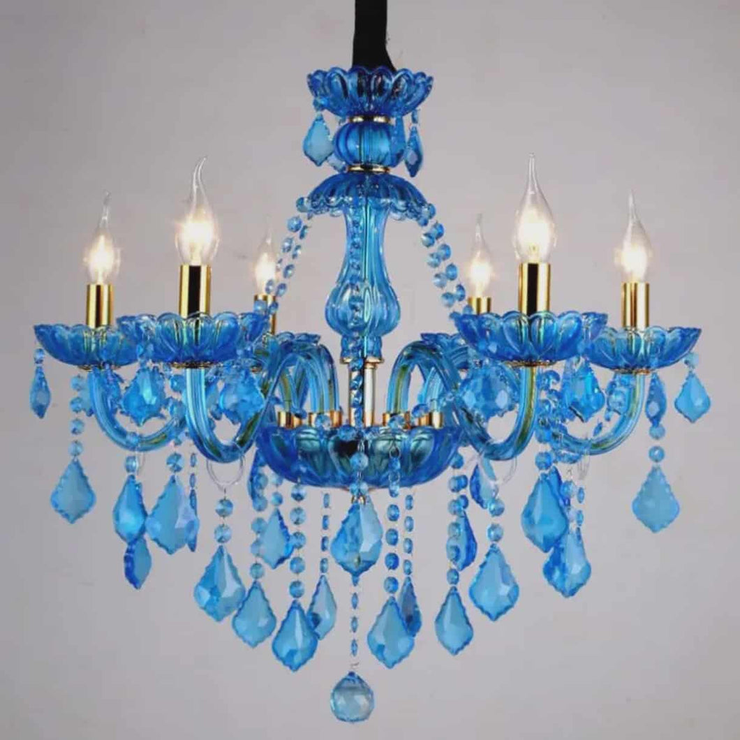 Nordic Modern Blue Crystal Chandelier – Luxury Glass Lighting Fixture for Living Room, Bedroom, Hotel & Bar Decoration