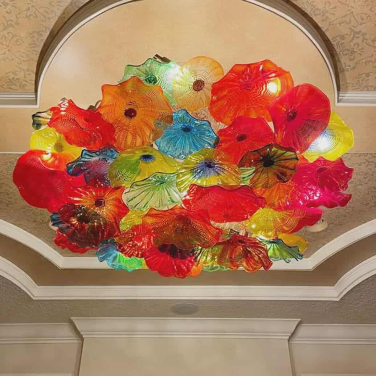 Luxury Flower Ceiling Chandelier – Custom Large Art Decor Ceiling Light Fixture for Hotels, Villas, and Restaurants