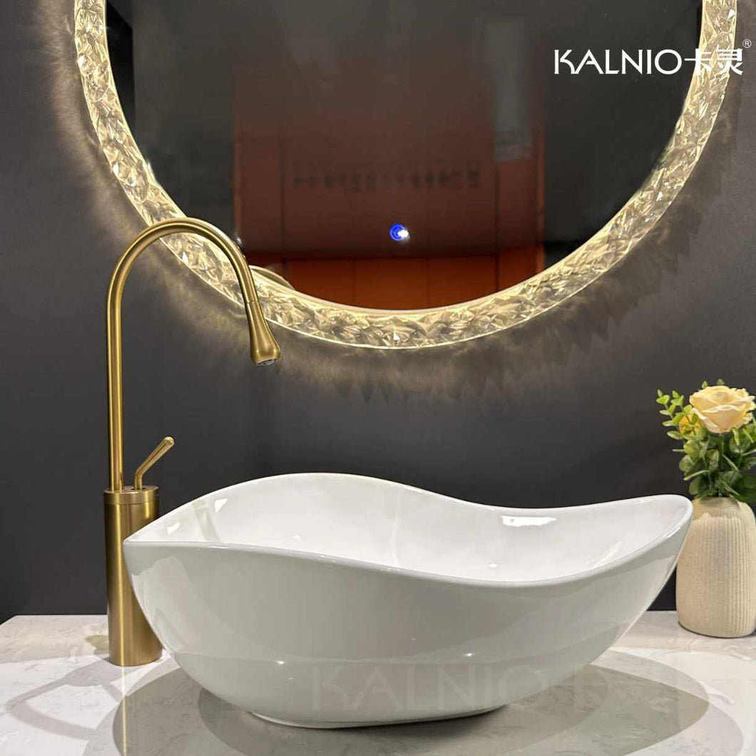 Porcelain Glossy Irregular Basin White Modern Sanitary Art Hotels Bathroom Basin Sink Easy Clean Countertop with Polished Finish Irregular Shape Shampoo Sink