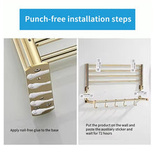Load image into Gallery viewer, Gold Double-layer Towel Rack with Hooks accessories for Bathroom and Toilet Electroplated Stainless Steel 304 Gold Bathroom Accessories Set Highend
