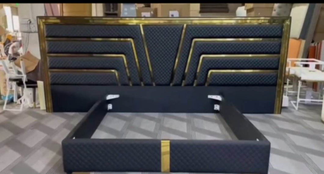 Luxury Black with Gold Lining Bedframe for Bedroom Available in King and Queen Size Custom Colors