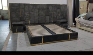 Luxury Bedframe Set for Bedroom Black with Gold Lining Stainless Steel Custom Colors