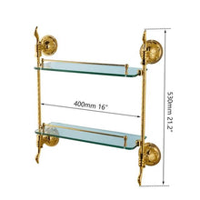 Загрузить изображение в средство просмотра галереи, Luxury Royal Double Shelf Glass Brass Gold Electroplated Heavy
