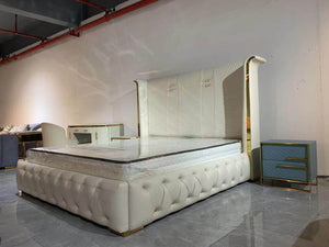 Luxury Modern Style Bedframe for Bedroom White with Gold Lining Stainless Steel Custom Colors