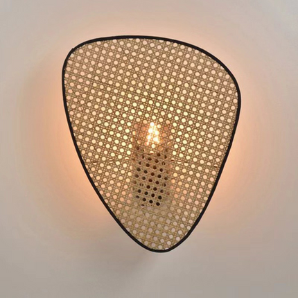 Wabi-Sabi Style Rattan LED Wall Lamp – Japanese Retro Lighting for Bedroom, Living Room & Tea Room