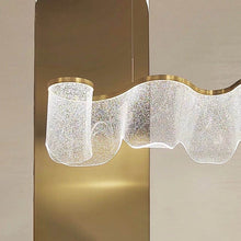 Load image into Gallery viewer, Modern Minimalist Indoor LED Acrylic Light Luxury Chandelier Long Strip Wave Pendant for Home Office with Adjustable Height
