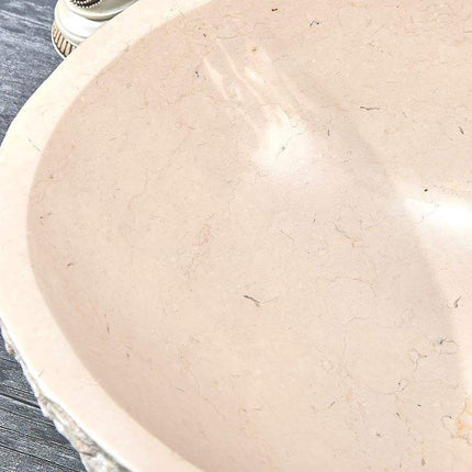 Oval Shape Cream Marble Washbasin – Luxury Natural Stone Bathroom Sink for Modern & Classic Interiors