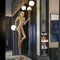 Luxury Modern Abstract Humanoid Sculpture Floor Lamp with LED Ball Standing Light for Hotel and Living Room Decoration