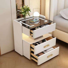 Load image into Gallery viewer, Luxury Bedroom Smart Nightstand with Touch-Sensing LED Light, Wireless Charging, and Fingerprint Unlock – Modern Bedside Table with Intelligent Design
