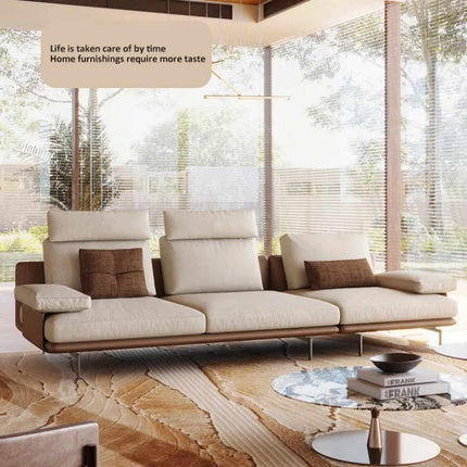 Modernes Stoffsofa mit verstellbarer Kopfstütze | Dreisitzer-Wohnzimmersofa aus Baumwoll-Leinen-Mischgewebe | Kleines Sofa aus Lederimitat