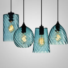 Load image into Gallery viewer, Modern Handmade Blue Glass Pendant Chandelier – Screw Thread Hanging Lamp Lighting Fixture for Dining Room &amp; Home Décor
