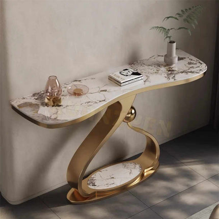 Living Room Furniture Entrance Stainless Steel Console Tables Hallway Marble Top Black Console Table Console Tables