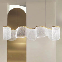 Load image into Gallery viewer, Modern Minimalist Indoor LED Acrylic Light Luxury Chandelier Long Strip Wave Pendant for Home Office with Adjustable Height
