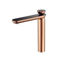 Lade das Bild in den Galerie-Viewer, Rose Gold Modern Bathroom Sink Faucet Made of Solid Brass, Bathroom Vanity Art Faucet with High Pressure Hot and Cold Water Hose
